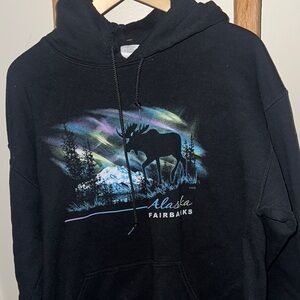 Vintage Fairbanks Alaska Northern Lights Forest Hoodie